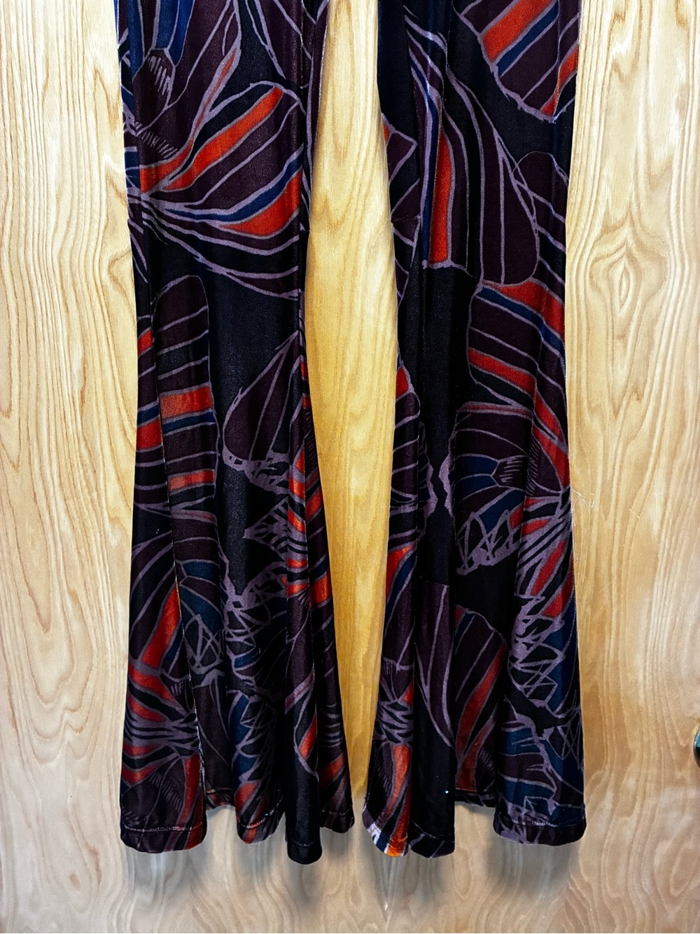 Free People Women’s Printed Wide-Leg Pants - Black with Red & Blue Pattern XS